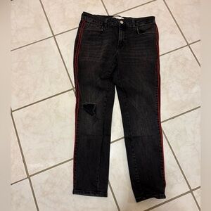 Zara Black Skinny Jeans with Red Trim
